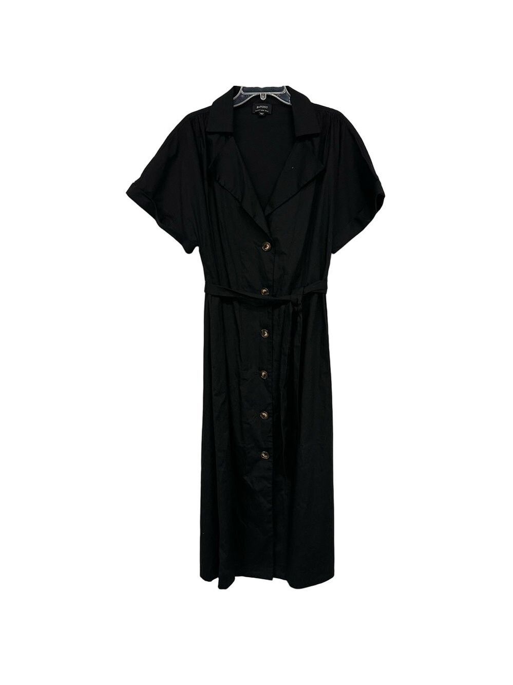 Bardot cotton belted shirt dress Size 10Tall short sleeve Vneck button front